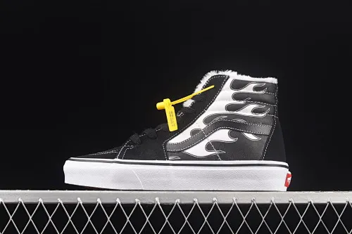 All categories Vans Vans series Vans Hi Vans high-top plus velvet Vans Sk8-Hi Flame Vans black and white flame plus velvet high-top trendy casual skateboard shoes VN0A32QGKGF5